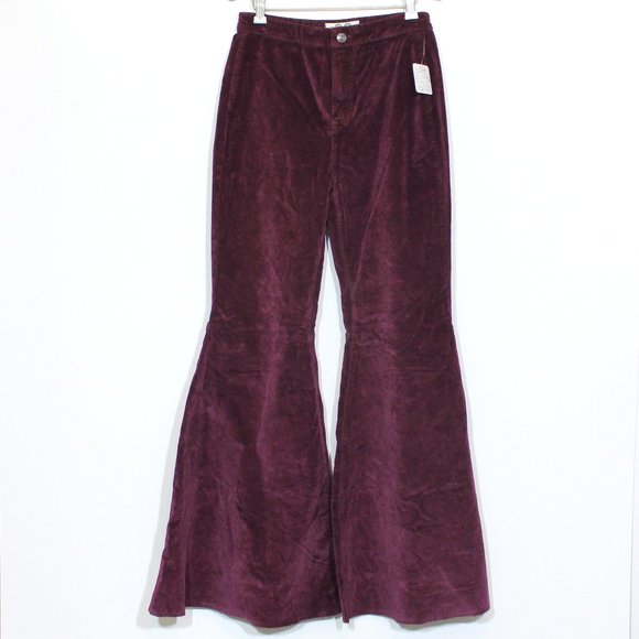 Free People Pants - We The Free People Velvet Flare Pants Wine